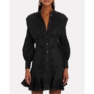 Veronica Beard Analeah Embroidered Poplin Dress in Black